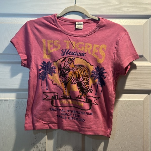 NWT! Urban Outfitters Les Tigres Purple Baby Tee XL Crop T-Shirt - Picture 2 of 8